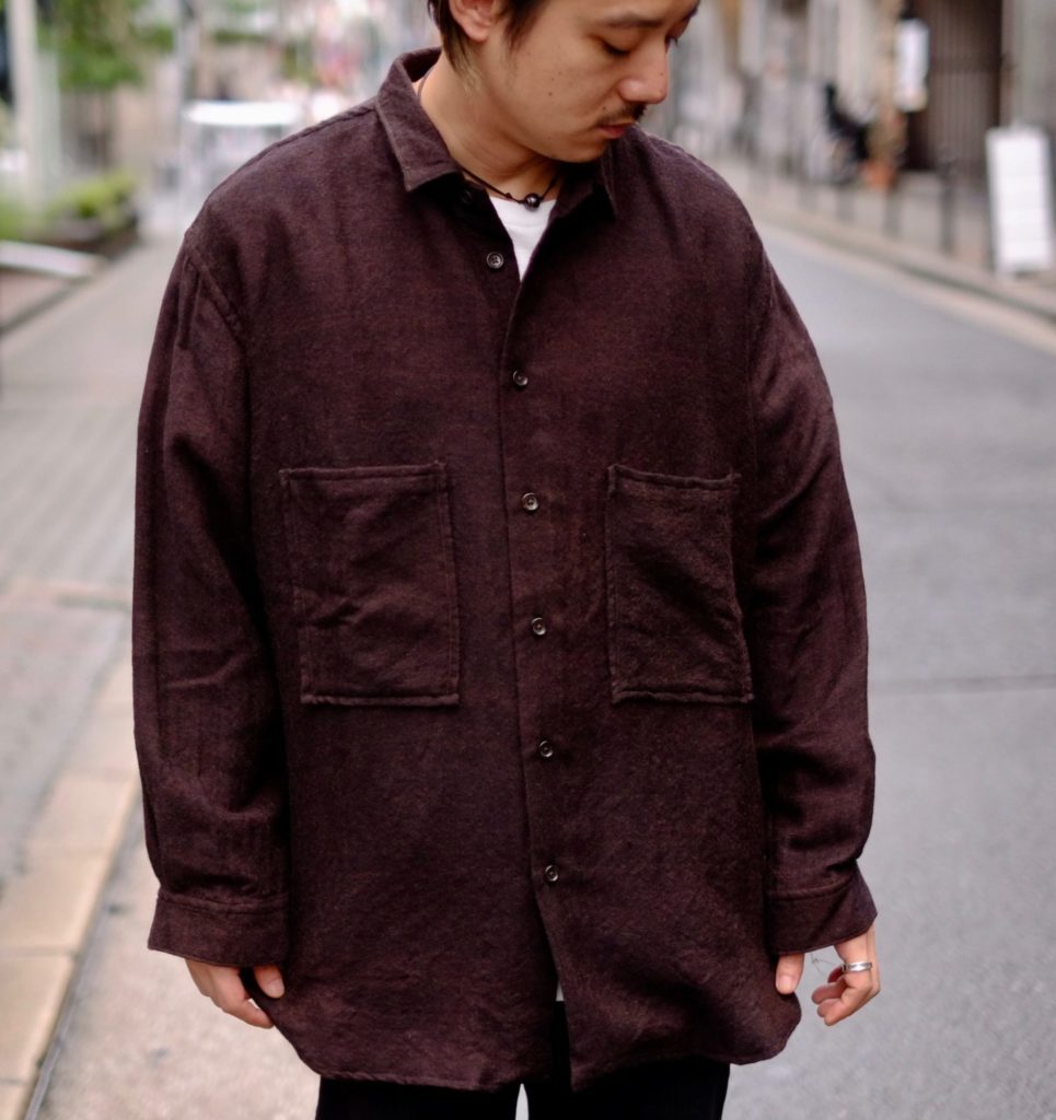 kaval wide long sleeve shirts omre checkサイズM