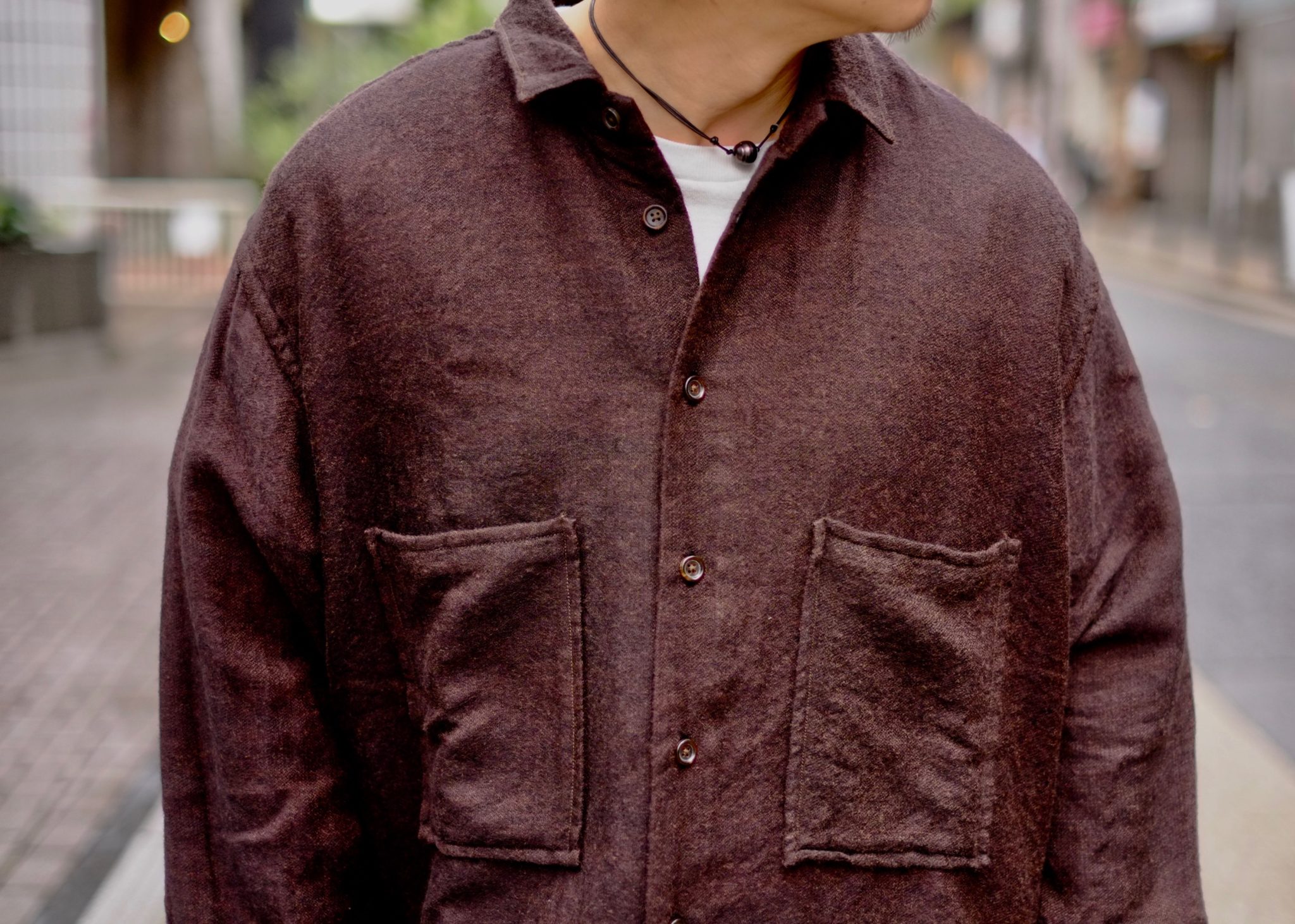 kaval wide long sleeve shirts omre checkサイズM