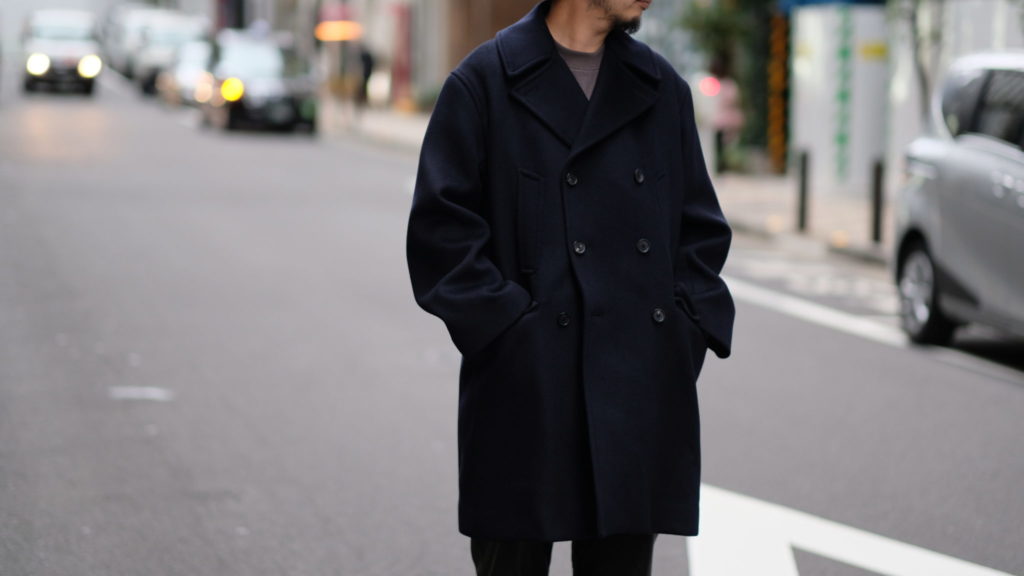 AURALEE◇20AW/SUPER FINE MELTON HALF COAT/ピーコート/4/ウール/NVY 