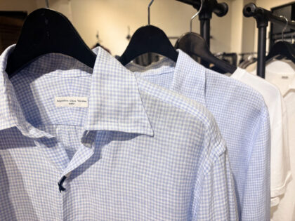 EX. GINGHAM  wide collar shirt